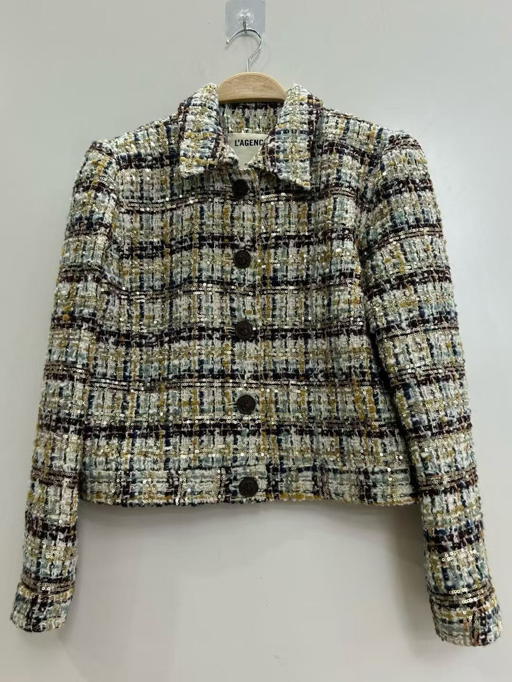 NWOT L'AGENCE Kasey Sequined Tweed Jacket, Size XS/S/M - Picture 8 of 13